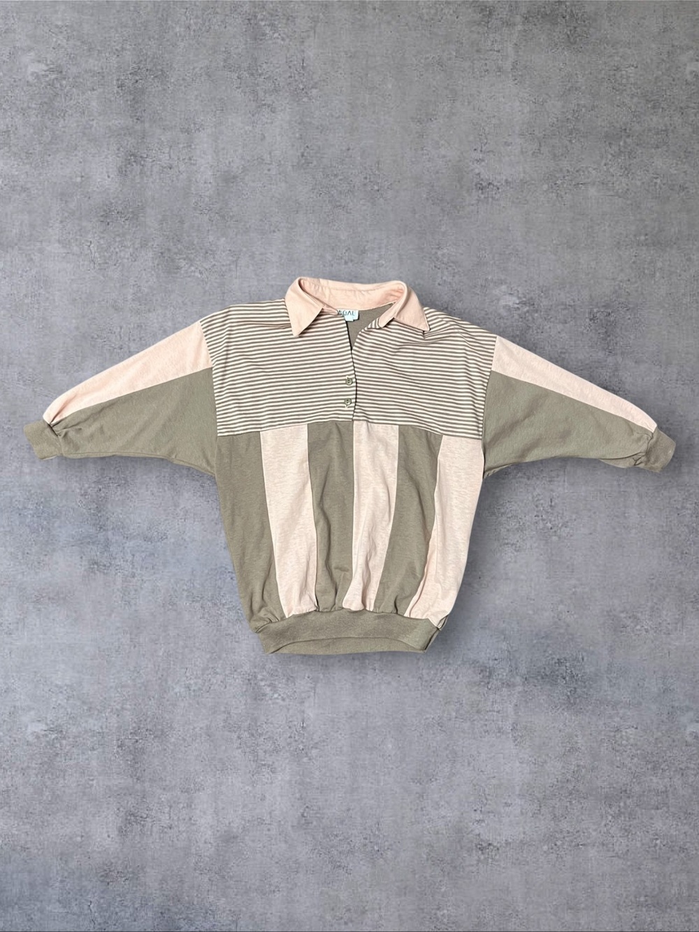 Vintage 80s Pink & Brown Color Block Sz XS Polo